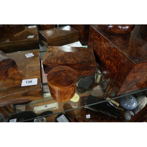 130 - Collection of burr wood desk items