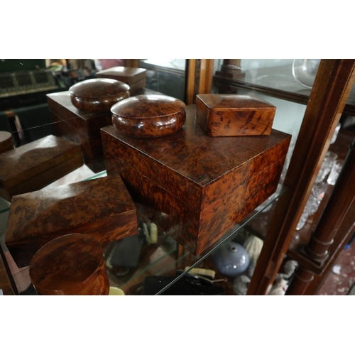 130 - Collection of burr wood desk items