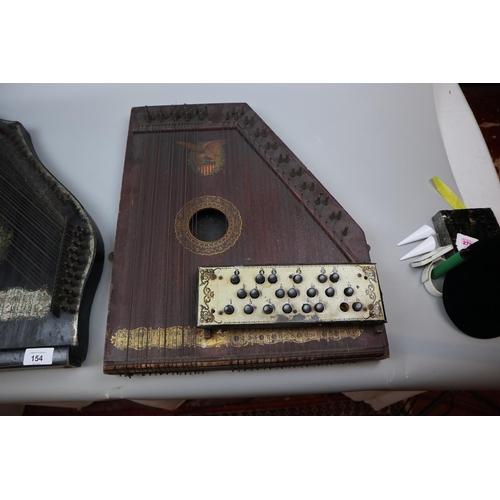 154 - 2 antique zither harps