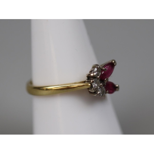 18 - 18ct gold ruby and diamond set ring with matching earrings - Size: M½