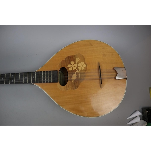 180 - Flat back Bouzouki Irish stringed instrument together with a smaller one