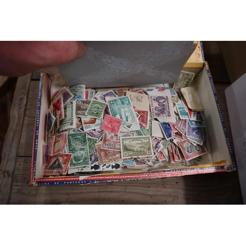 210 - Stamps - World in cigar box for sorting including 1d Reds