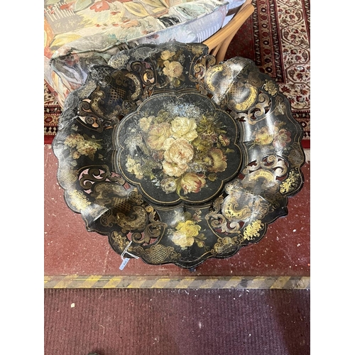 235 - Victorian hand decorated papier mache table