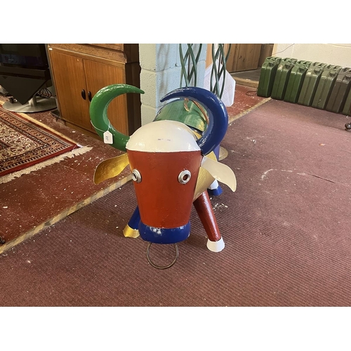 237 - Large decorative ice bucket in the form of a colourful bull - Approx height: 85cm