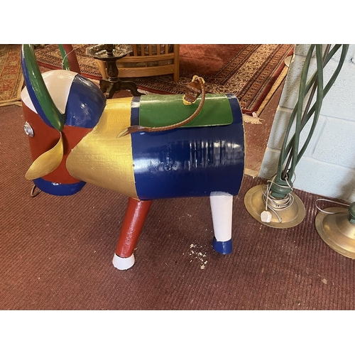 237 - Large decorative ice bucket in the form of a colourful bull - Approx height: 85cm