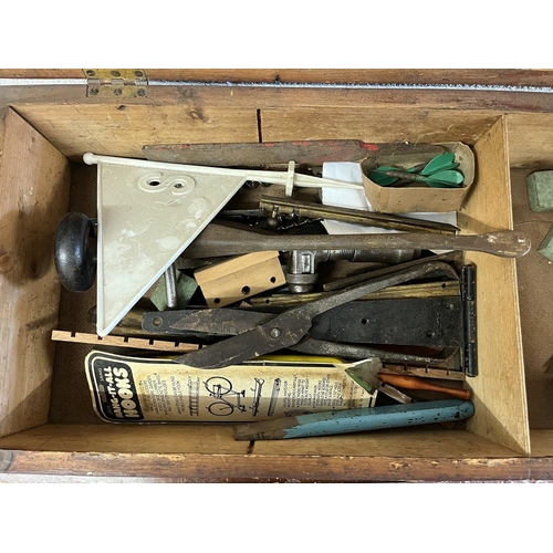 251 - Wooden tool chest and contents