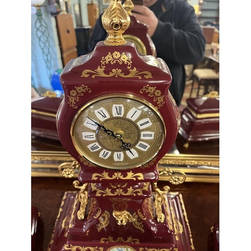 263 - Ceramic French clock garniture - Approx height: 48cm