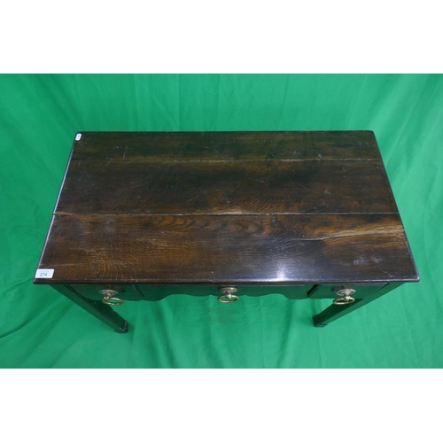 274 - Antique oak lowboy - Approx size: W: 90cm D: 48cm H: 71cm