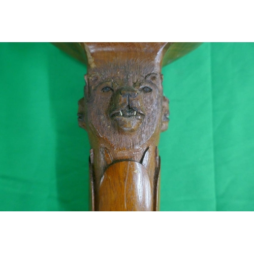 275 - Unusual carved walking stick adorned with elephant and lions