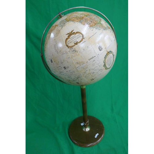 295 - Mid century globe on stand by Replogle - Approx 92cm in height