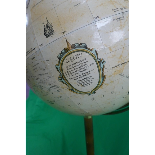 295 - Mid century globe on stand by Replogle - Approx 92cm in height