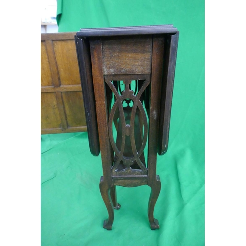 336 - Drop leaf lyre end table together with an Arts & Crafts fire screen