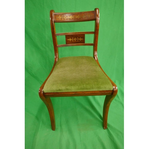 348 - Set of 4 Regency style brass inlaid chairs together with a carver