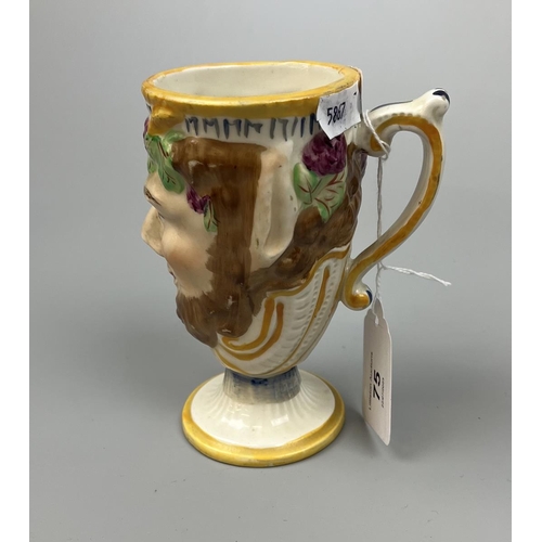 75 - 19thC Pratts Satyr's head mug with a scare frog inside