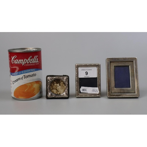 9 - 3 small hallmarked silver picture frames