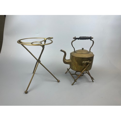 382 - Copper kettle stand and tripod