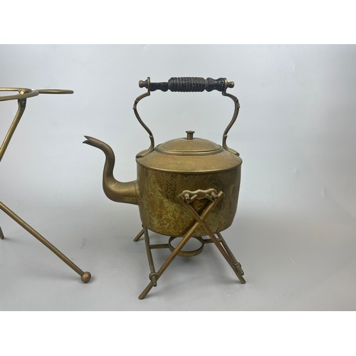 382 - Copper kettle stand and tripod