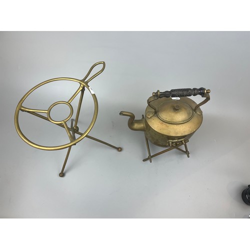 382 - Copper kettle stand and tripod