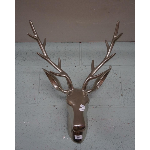 301 - Chrome sculpture of a stags head