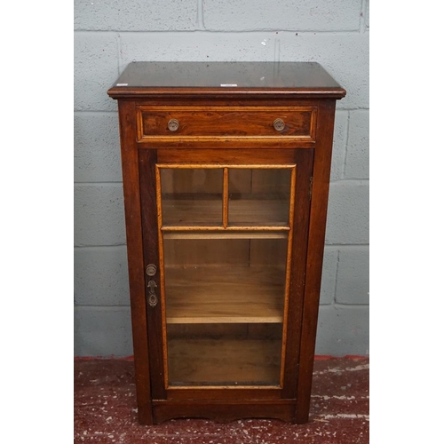 302 - Rosewood glazed cabinet with drawer - Approx size: W: 56cm D: 37cm H: 106cm