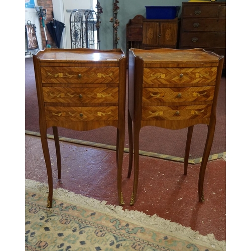 313 - Pair of French inlaid sofa-side cabinets - Approx size: W: 37cm D: 30cm H: 74cm