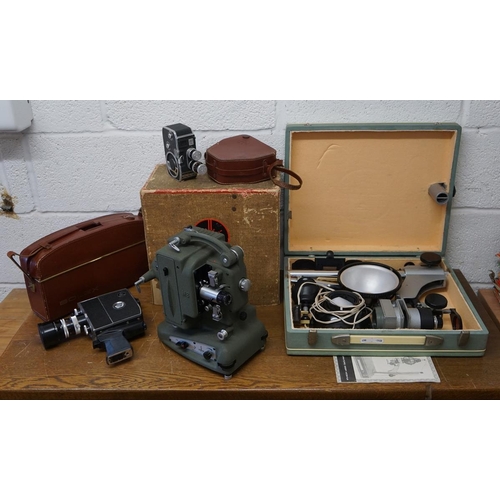 327 - Bolex cine cameras & projector together with an enlarger