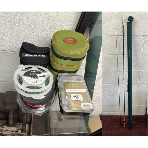 Collection of fly fishing equipment to include Greys GRX 2 piece rod and Greys  GRX 7/8 reel together