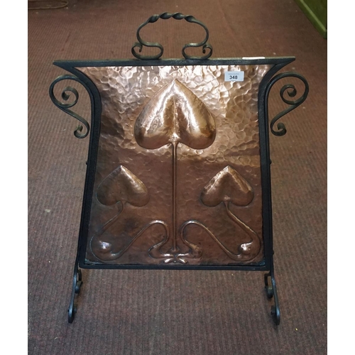 348 - Arts & Crafts fire screen  W: 53cm  H: 77cm approx.