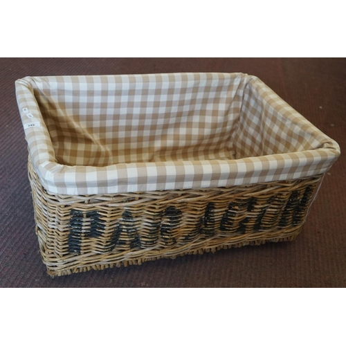 349 - Large lined wicker basket