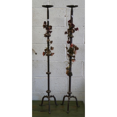 351 - Pair of floor standing ecclesiastical candlesticks -  Approx height 125cm