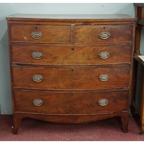 355 - Antique mahogany bow front chest of drawers - Approx size: W: 105cm D: 51cm H: 104cm