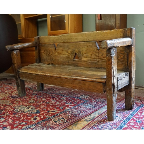 404 - Early elm rustic child's bench - L: 119cm D: 44cm H: 66cm approx.