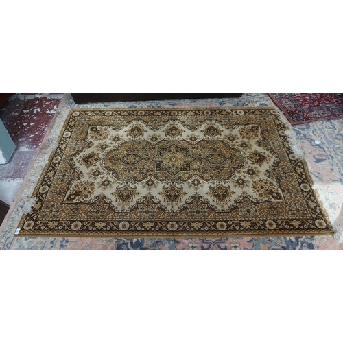 420 - Turkish mustard patterned rug - Approx size: 140cm x 206cm