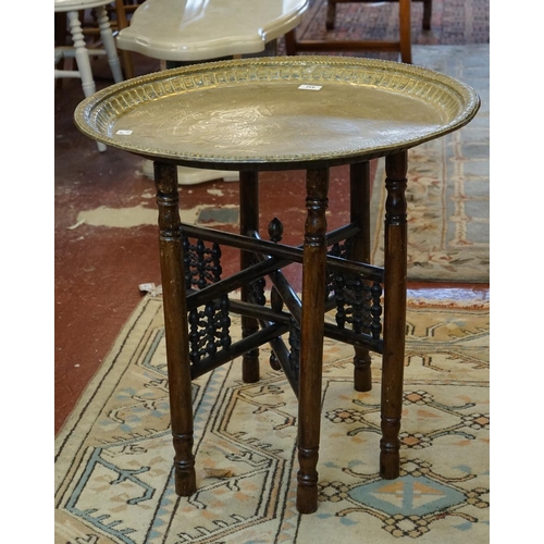 432 - Indian brass topped folding table