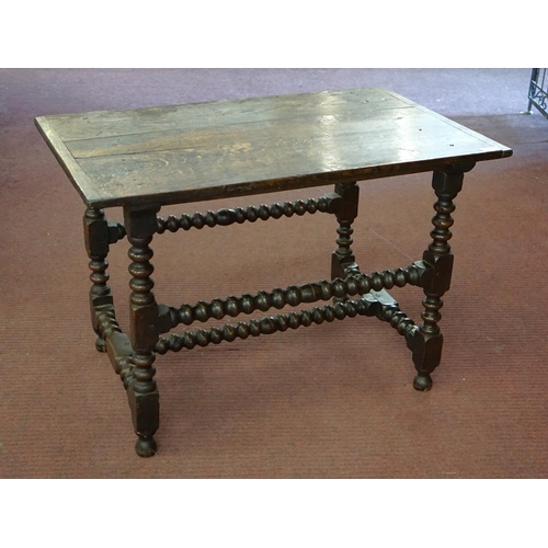 451 - Early oak bobbin-turned side table - Approx size: W: 87cm D: 55cm H: 59cm