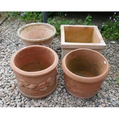 461 - 3 round and 1 square decorative planters