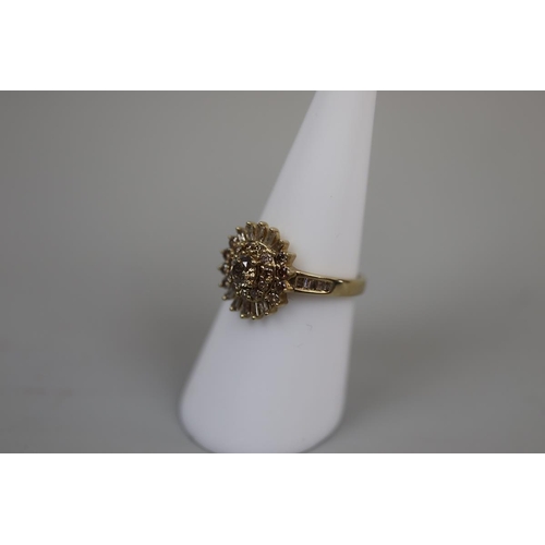 62 - 9ct gold diamond set cluster ring - Size: N