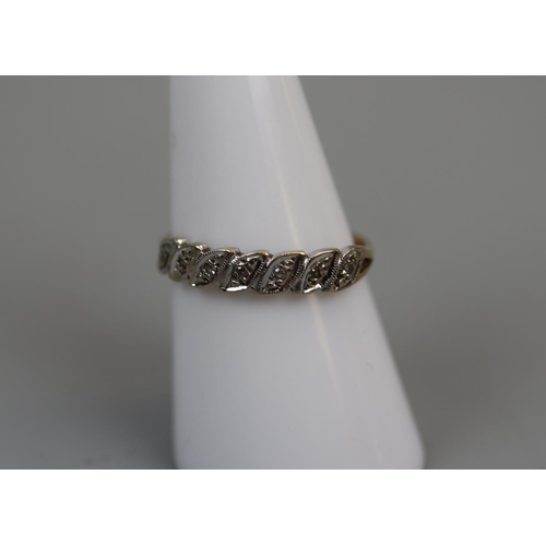 67 - 9ct gold diamond 1/2 hoop ring - Size: N½