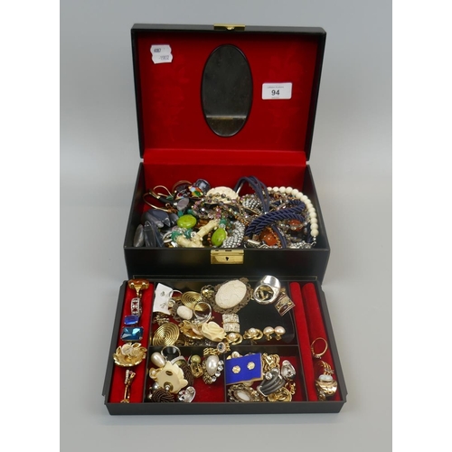 94 - Jewellery box and contents