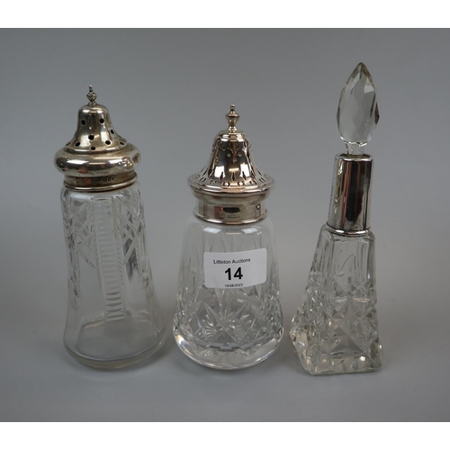 14 - Collection of hallmarked silver topped bottles