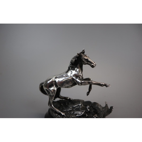 22 - Hallmarked silver horse sculpture by Jeffrey Snell - Startled yearling commissioned by members of th... 