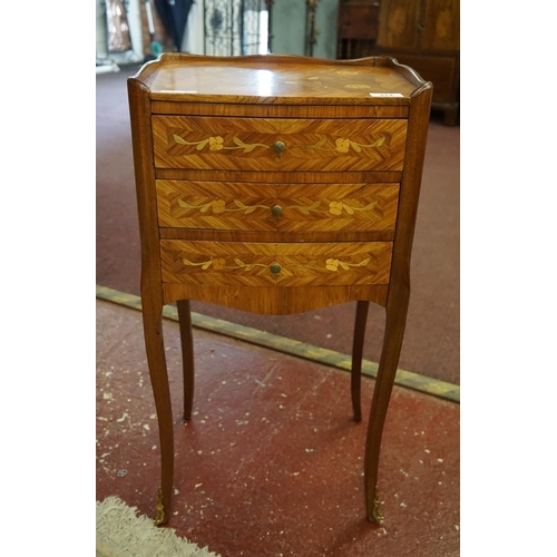 313 - Pair of French inlaid sofa-side cabinets - Approx size: W: 37cm D: 30cm H: 74cm