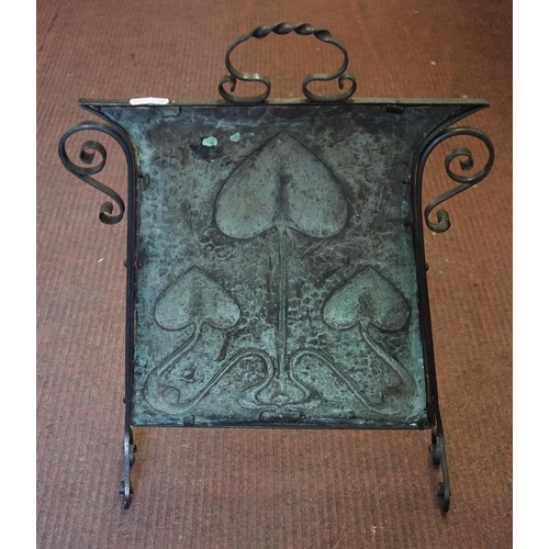 348 - Arts & Crafts fire screen  W: 53cm  H: 77cm approx.