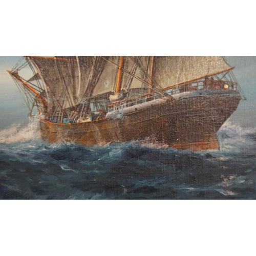 361 - Oil on canvas on board - Luca Papaluca Galleon at sea - Approx image size: 36cm x 46cm