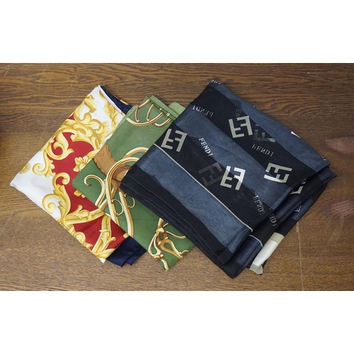 365 - 19 silk scarfs to include Hermes, Fendi, Oscardo (one cashmere)