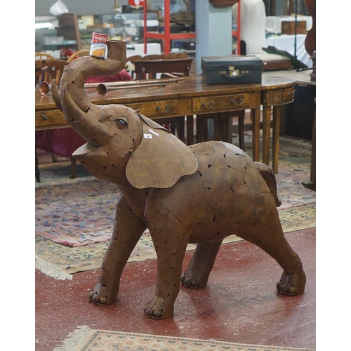 366 - Large metal art elephant - Approx height: 124cm