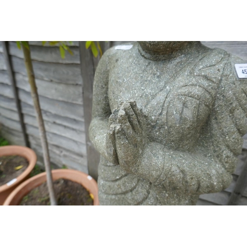 457 - Stone Buddha carved from a single block of stone - Approx height: 124cm