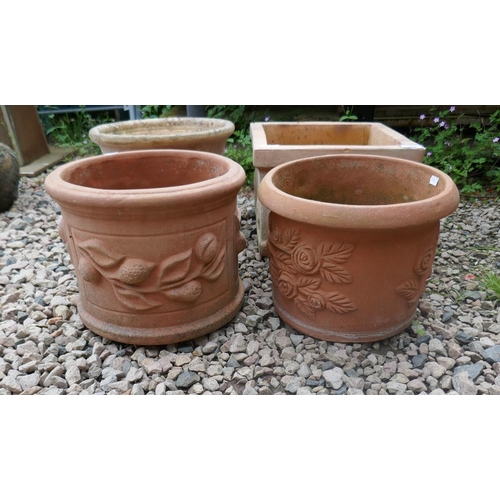 461 - 3 round and 1 square decorative planters