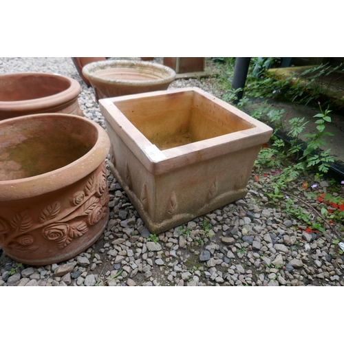 461 - 3 round and 1 square decorative planters