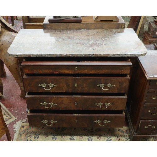 369 - French antique walnut commode chest of drawers - Approx size: W: 124cm D: 60cm H: 93cm